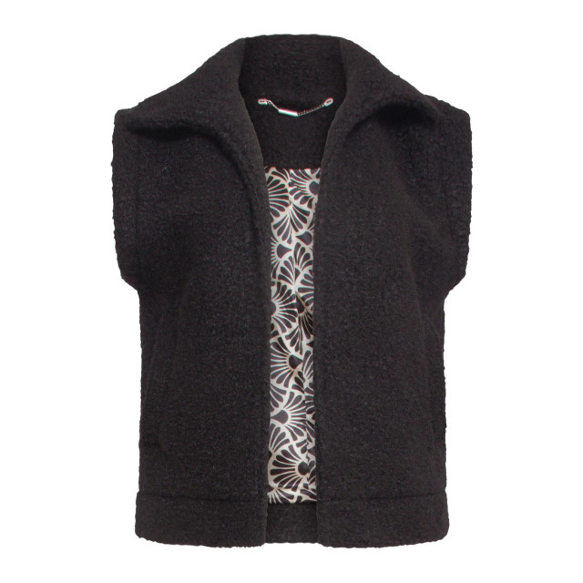 Smashed Lemon 24554 open bouclé gilet in zwart 24554-999-L large