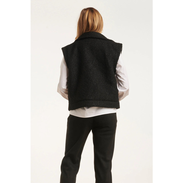 Smashed Lemon 24554 open bouclé gilet in zwart 24554-999-L large