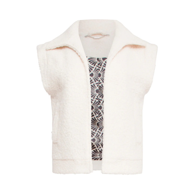 Smashed Lemon 24554 open bouclé gilet in off-white 24554-010-XL large