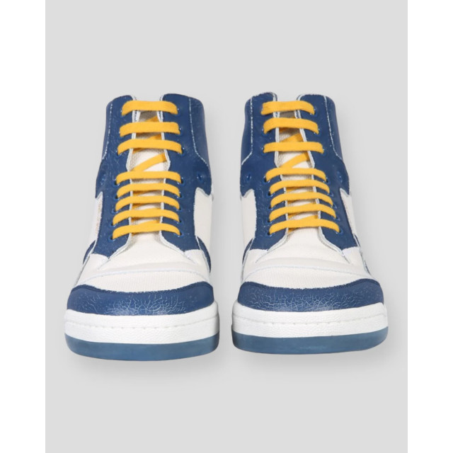 Saint Laurent Kalfsleer mid top sneakers wit/ Saint Laurent Kalfsleer Mid Top Sneakers Wit/Blauw large