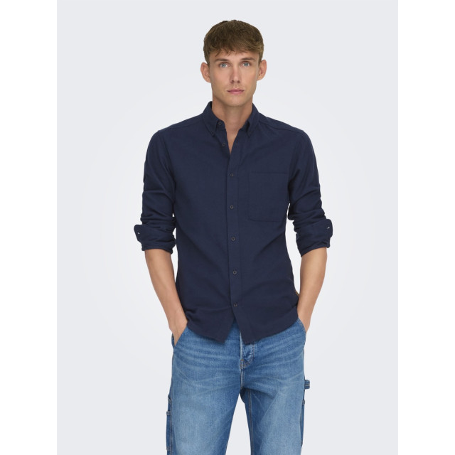 Only & Sons Onsgudmund slim 1-pkt solid shirt n navy 5309.37.0180 large