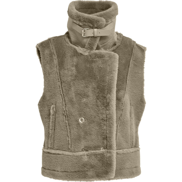 Minus Mspat faux fur vest winter twig sand MI6381-0178 large