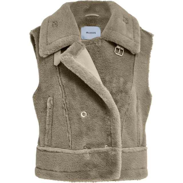 Minus Mspat faux fur vest winter twig sand MI6381-0178 large