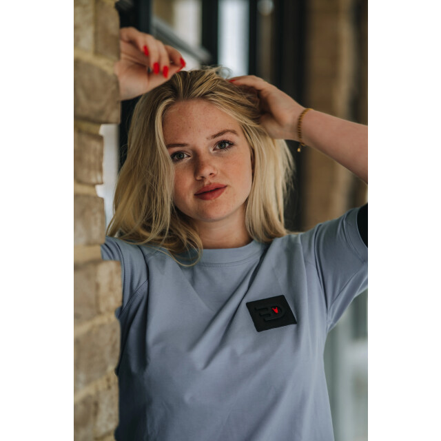 Black Donkey Kordaat t-shirt i light blue/black women CH3-VC23KT-LB large