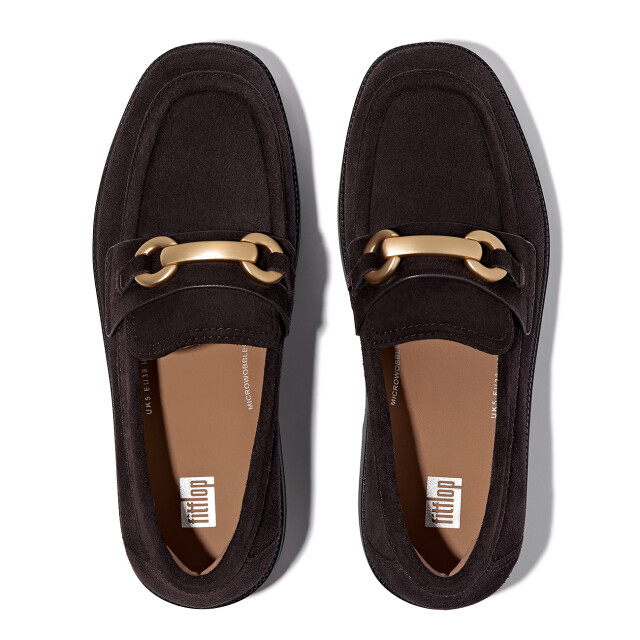 FitFlop F-luma chunky-snaffle suede demi-wedge loafers II8 large