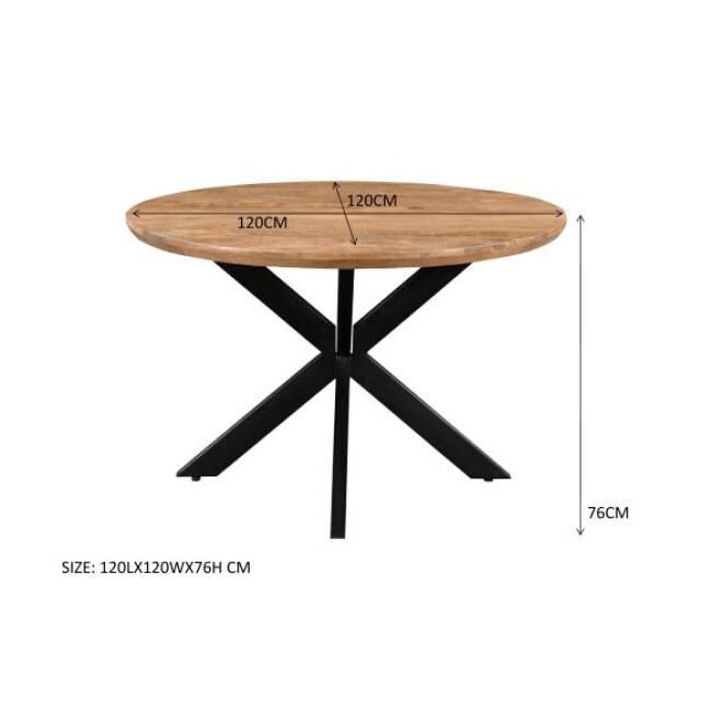Livingfurn eetkamertafel jesper round 120cm mangohout / gecoat staal 2630755 large