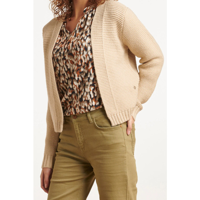 Smashed Lemon 23608 open dikke rib gebreide cardigan in sand 23608-720-4XL large