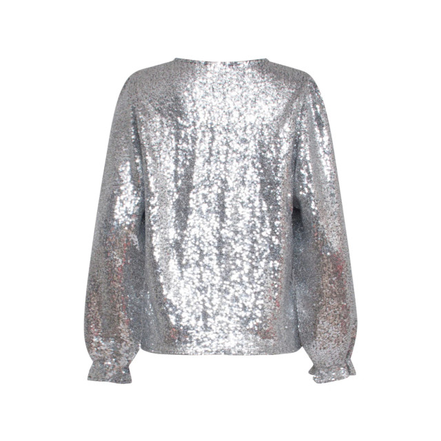 Smashed Lemon 23738-020 zilveren glitter v-hals top voor dames 23738-020-4XL large