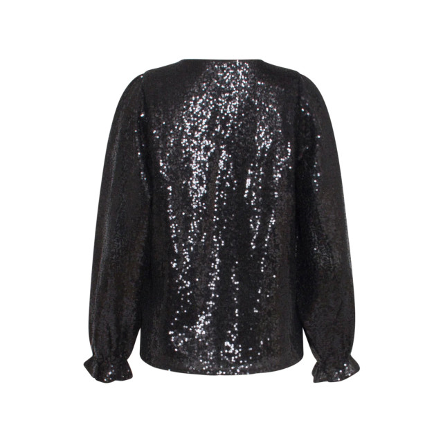 Smashed Lemon 23740-999 zwarte glitter v-hals top voor dames 23740-999-L large