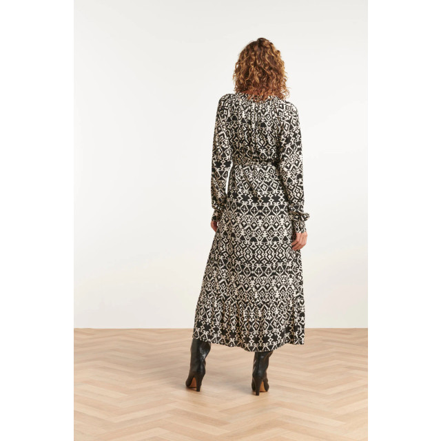 Smashed Lemon 23506 dames losvallend maxi jurk in tribal zwart-wit 23506-009-XL large