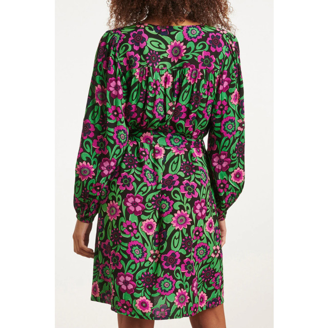 Smashed Lemon 23672 dames jurk met bloemenprint in groen zwart en 23672-999-998 large