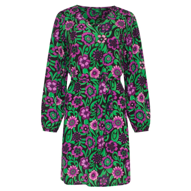 Smashed Lemon 23672 dames jurk met bloemenprint in groen zwart en 23672-999-998 large