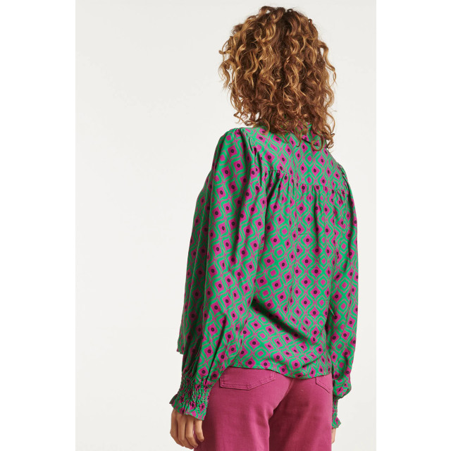 Smashed Lemon 23535 dames doorknoopblouse met pofmouwen in abstract 23535-380-530 large