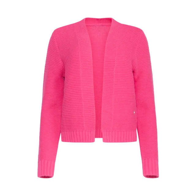 Smashed Lemon 23608 open dikke rib gebreide cardigan in fuchsia 23608-445-L large