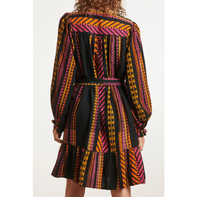 Smashed Lemon 23668 dames zwart jurk met aztec print 23668-999-445 large