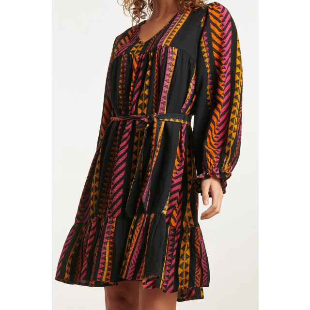 Smashed Lemon 23668 dames zwart jurk met aztec print 23668-999-445 large