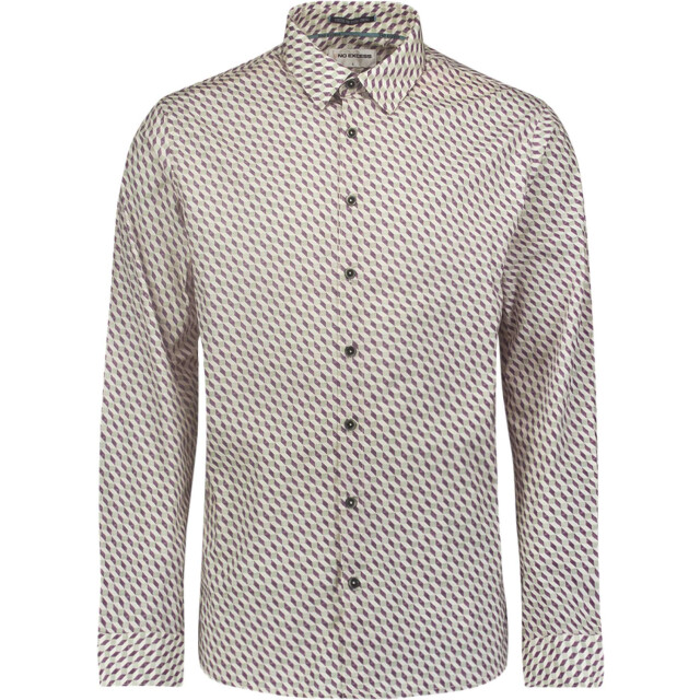 No Excess Shirt stretch allover printed aubergine 25430714-083 large
