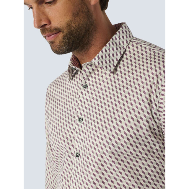 No Excess Shirt stretch allover printed aubergine 25430714-083 large