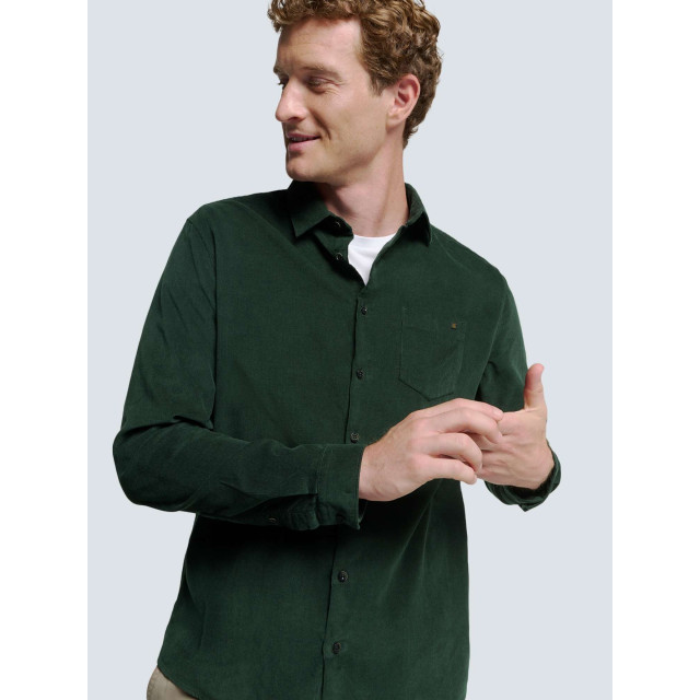 No Excess Shirt corduroy solid dark green 25410701-052 large