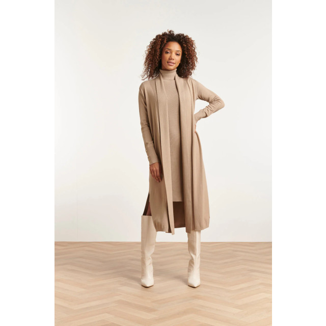 Smashed Lemon 23601 stijlvolle mouwloze cardigan in sand 23601-720-3XL large