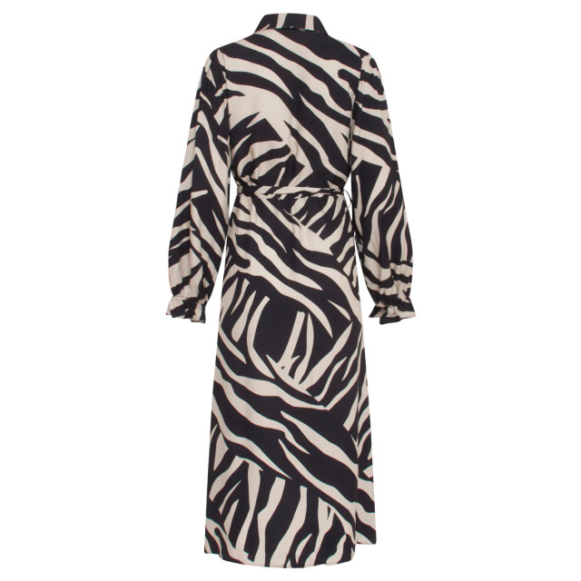 Smashed Lemon 23743-010-999 zebra print v-hals jurk in zwart en 23743-010-999 large