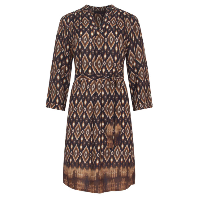 Smashed Lemon 23658 dames jurk met tribal print in zwart en bruine 23658-999-775 large