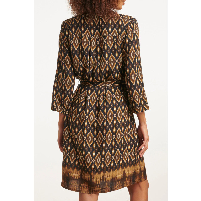 Smashed Lemon 23658 dames jurk met tribal print in zwart en bruine 23658-999-775 large