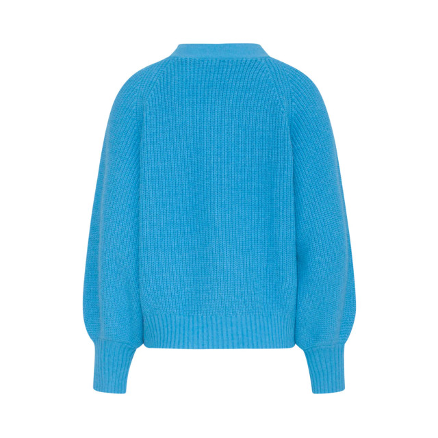 Smashed Lemon 23613 oversized v-hals trui in felblauw gebreide raglan 23613-605-L large