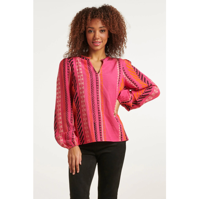 Smashed Lemon 23667 dames fuchsia top met aztec allover print 23667-445-250 large