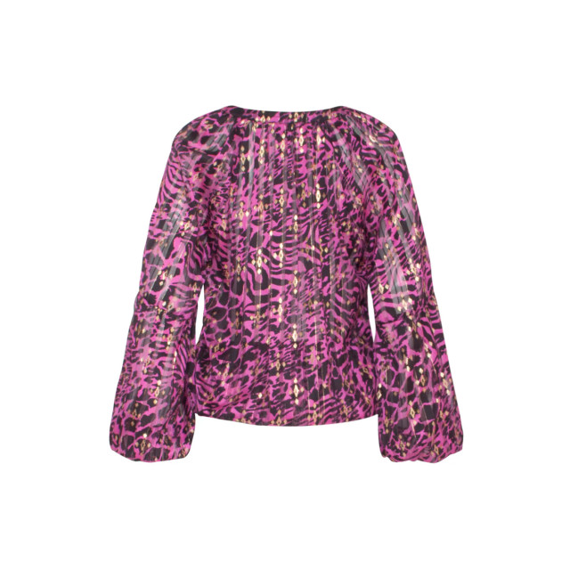 Smashed Lemon 23666 dames chiffon top met zwart en fuchsia abstract 23666-445-999 large