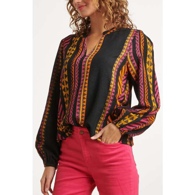 Smashed Lemon 23667 dames zwart top met aztec print 23667-999-445 large