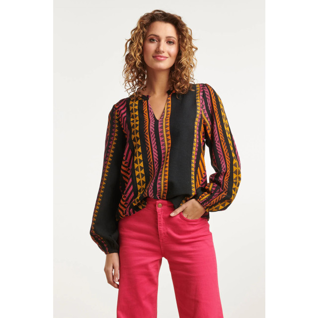 Smashed Lemon 23667 dames zwart top met aztec print 23667-999-445 large