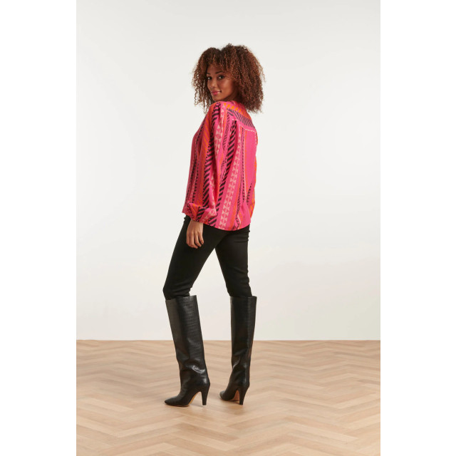 Smashed Lemon 23667 dames fuchsia top met aztec allover print 23667-445-250 large