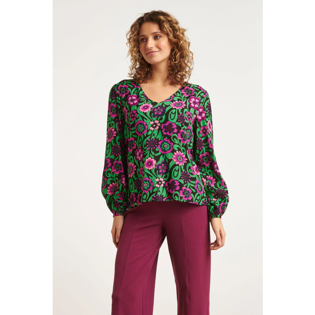 Smashed Lemon 23671 dames top met bloemenprint in groen zwart en 23671-999-998 large