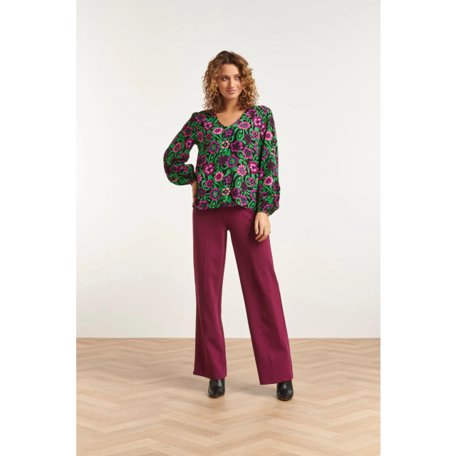 Smashed Lemon 23671 dames top met bloemenprint in groen zwart en 23671-999-998 large