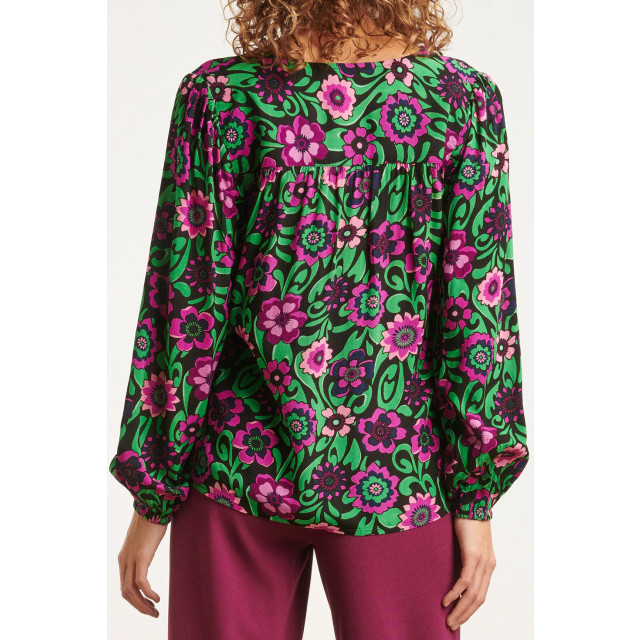 Smashed Lemon 23671 dames top met bloemenprint in groen zwart en 23671-999-998 large