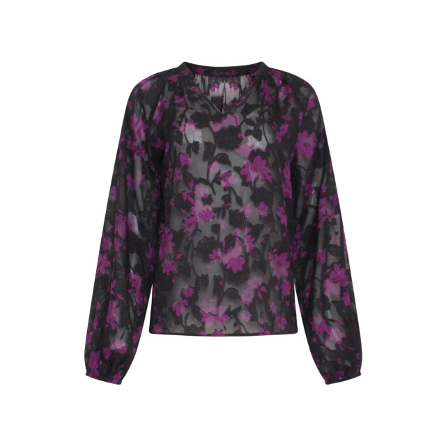 Smashed Lemon 23715-999-380 v-hals top met bloemenprintpaars | 23715-999-380 large