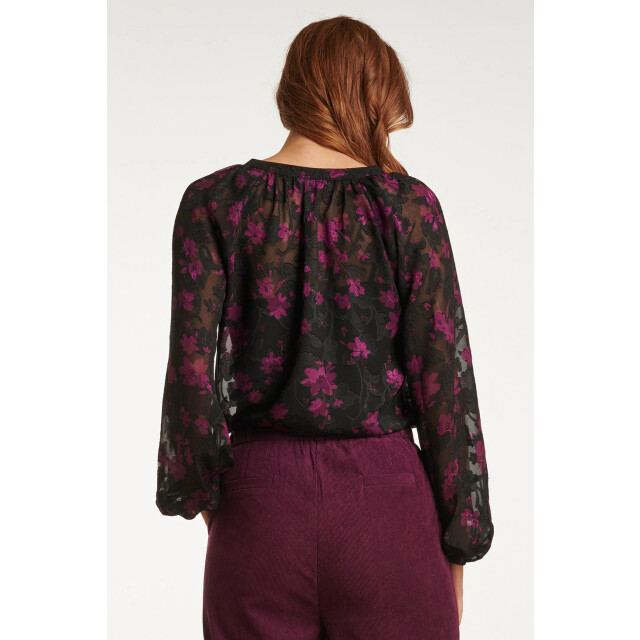 Smashed Lemon 23715-999-380 v-hals top met bloemenprintpaars | 23715-999-380 large