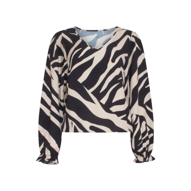 Smashed Lemon 23744-010-999 zebra print v-hals top in zwart en 23744-010-999 large