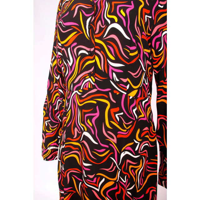 Smashed Lemon 23822 zwarte blouse jurk met grafische multi-kleur print 23822-998-3XL large