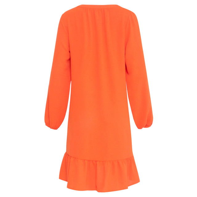 Smashed Lemon 23878 oranje winter jurk met lange pof mouwen 23878-250-3XL large