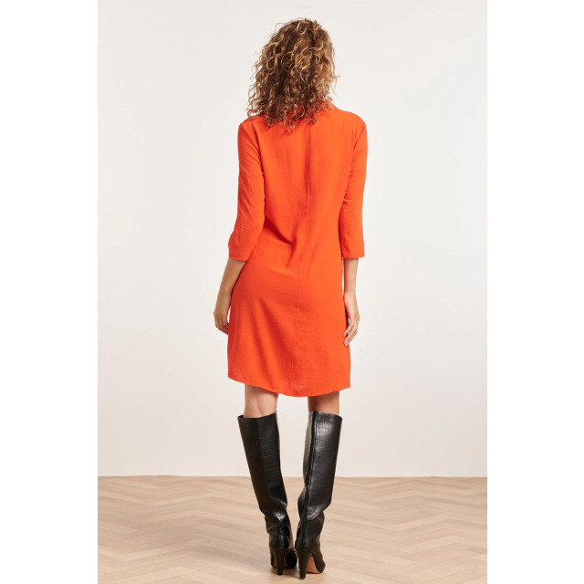 Smashed Lemon 23880 oranje winterjurk met driekwart mouwen, polo kraag 23880-450-3XL large