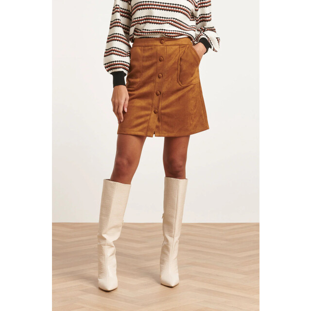 Smashed Lemon 23590 bruine suède look knoop rok 23590-775-XL large