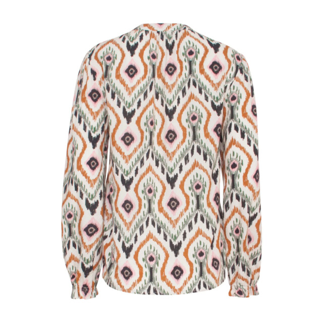 Smashed Lemon 23530 dames chique v-hals top met neutrale tribal print | 23530-010-998 large