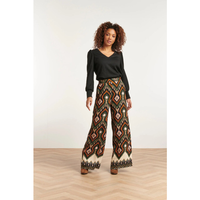 Smashed Lemon 23527 dames rechte wijde broek met opvallende tribal 23527-999-998 large