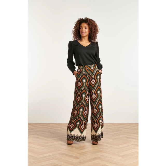 Smashed Lemon 23527 dames rechte wijde broek met opvallende tribal 23527-999-998 large