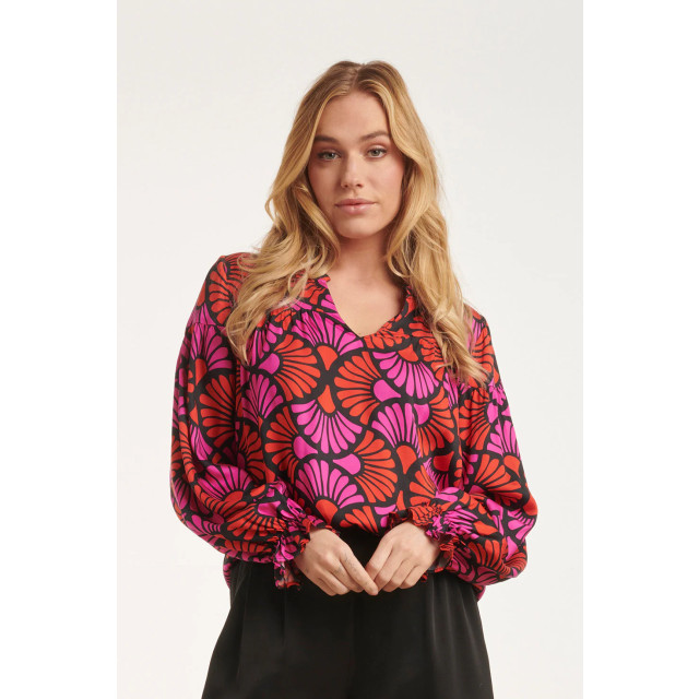 Smashed Lemon 24516 zwart-rood-fuchsia gedrukte top 24516-999-998 large