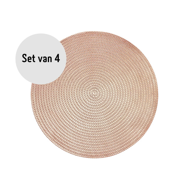 Krumble Placemat rond pvc rosegoud set van 4 2619325 large