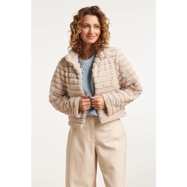 Smashed Lemon 23620 vest rib gebreid beige lois 23620-720-XL large