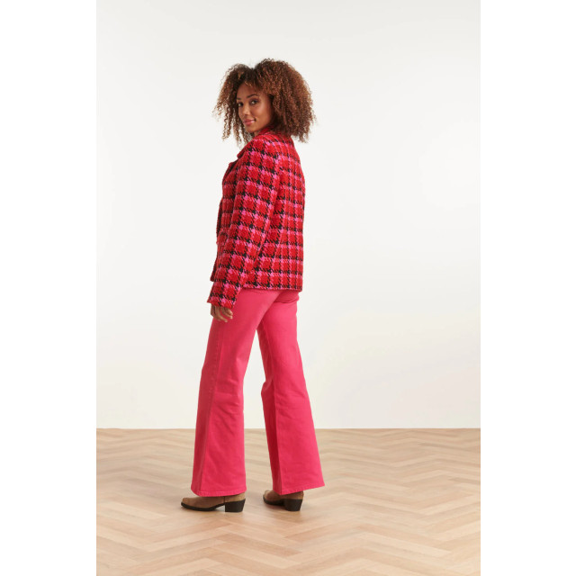 Smashed Lemon 23626 kort rode damesjas met roze en zwart pied-de-poule 23626-450-998 large